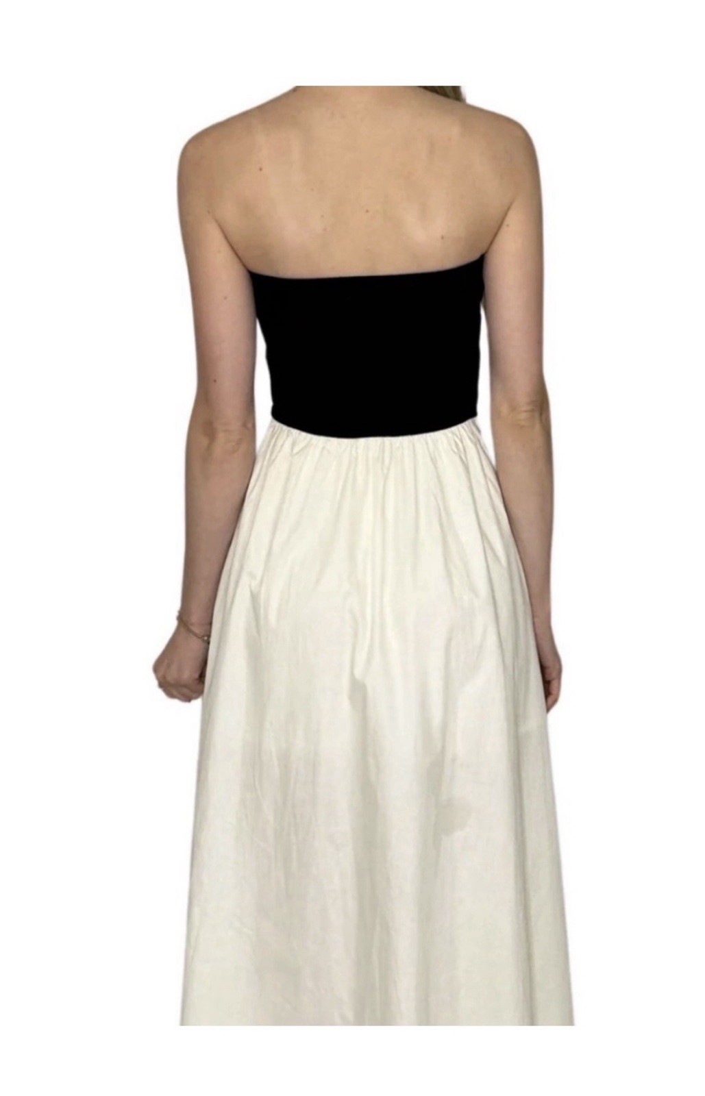 NWT Bobbles & Lace Hold Up Dress Medium Black Cream Maxi Midi Strapless