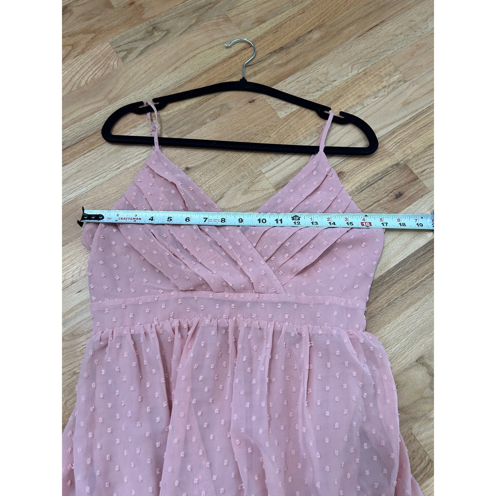Lulus Dusty Rose Swiss Dot Tiered Maxi Dress Pleated V-Neck Pink Size L