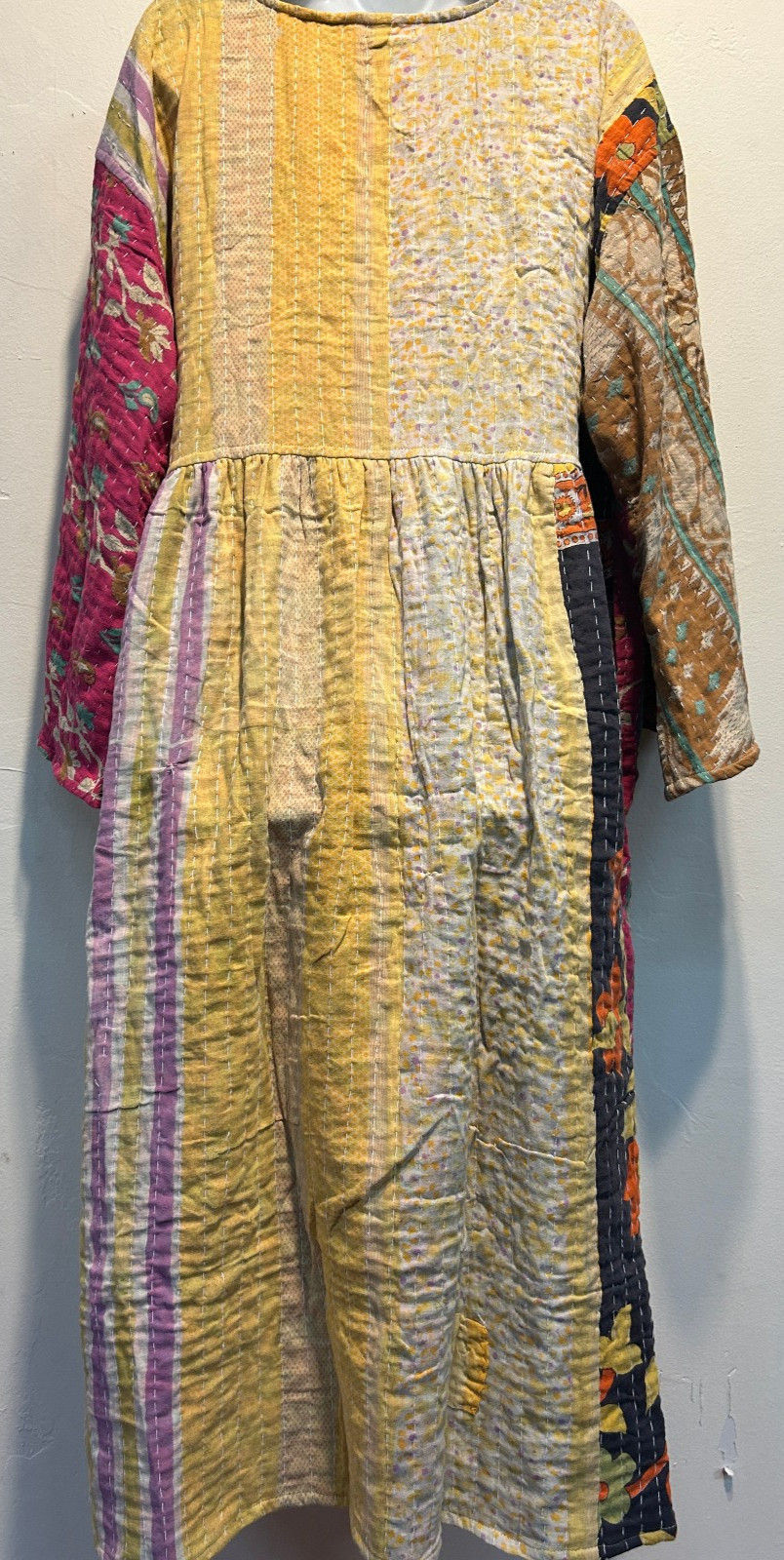 Nw FUNKY STUFF hippy boho vintage cotton pocket kantha maxi reversible DRESS 1X