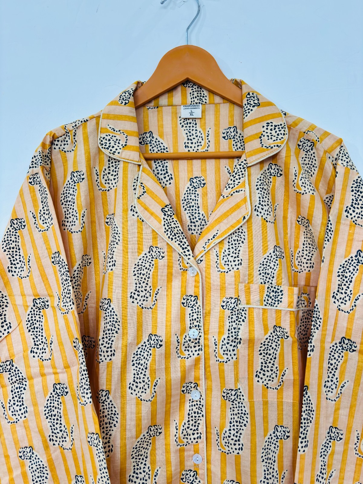 Acinoyx Print Cotton Pajama Set: Summer Loungewear night wear for woman’s
