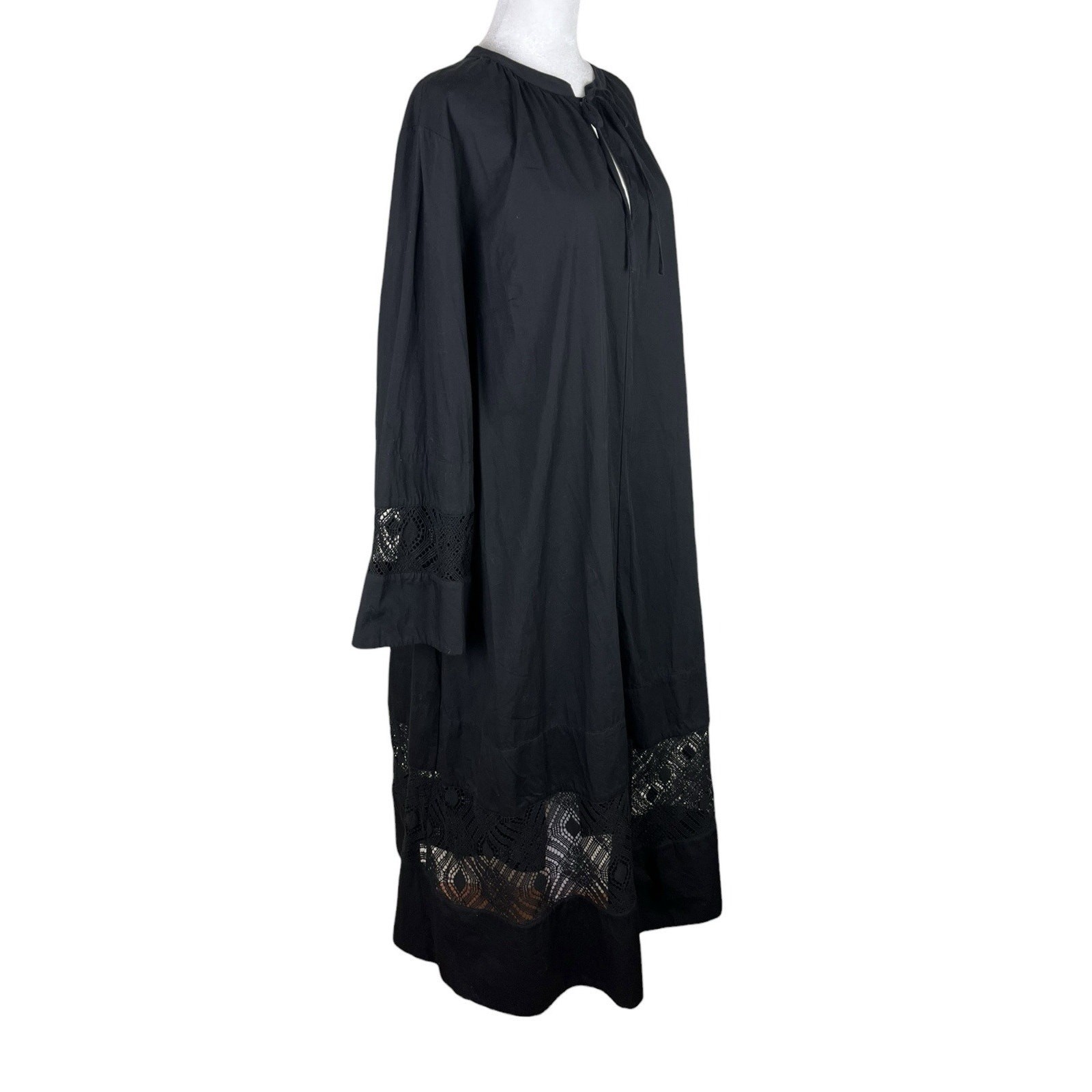 Samsoe Samsoe Sahell Black Midi Dress Lace Detail Capsule Minimalist Size XL