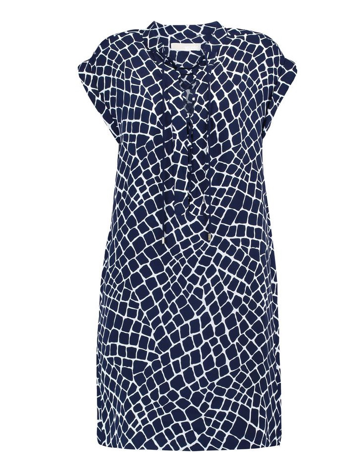 MICHAEL KORS Navy Blue & White Lace Up Mini Dress Size Large RRP £249 VGC