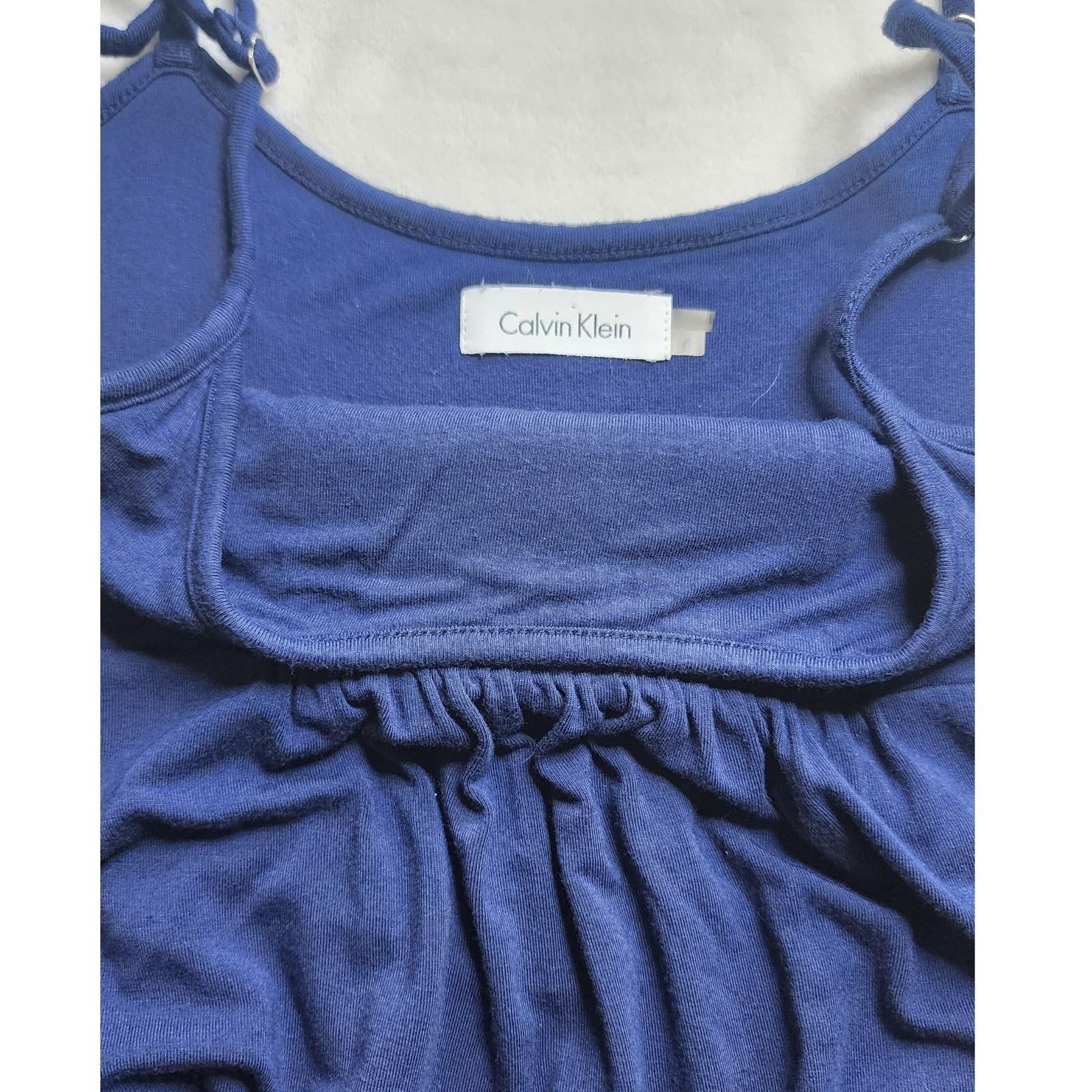 Calvin Klein Royal Blue Empire Waist Pleated Tall Maxi Dress 6 Cozy Comfy Chic