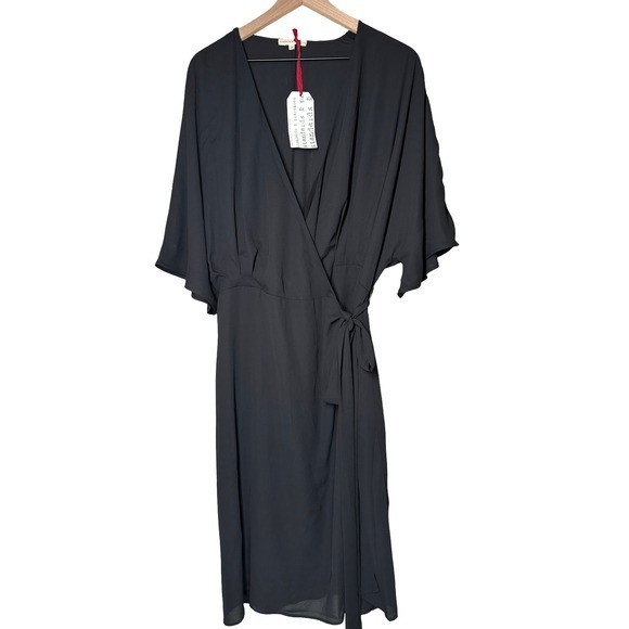 Standards & Practices 3X Black Kimono Wrap Dress NWT