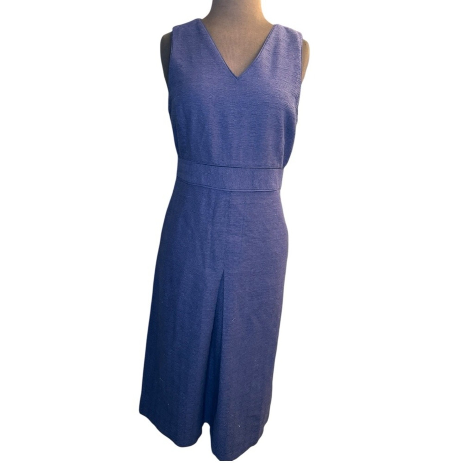 J. McLaughlin Cotton Navy Textured Ladylike Midi Dress 4 Luxury Classic