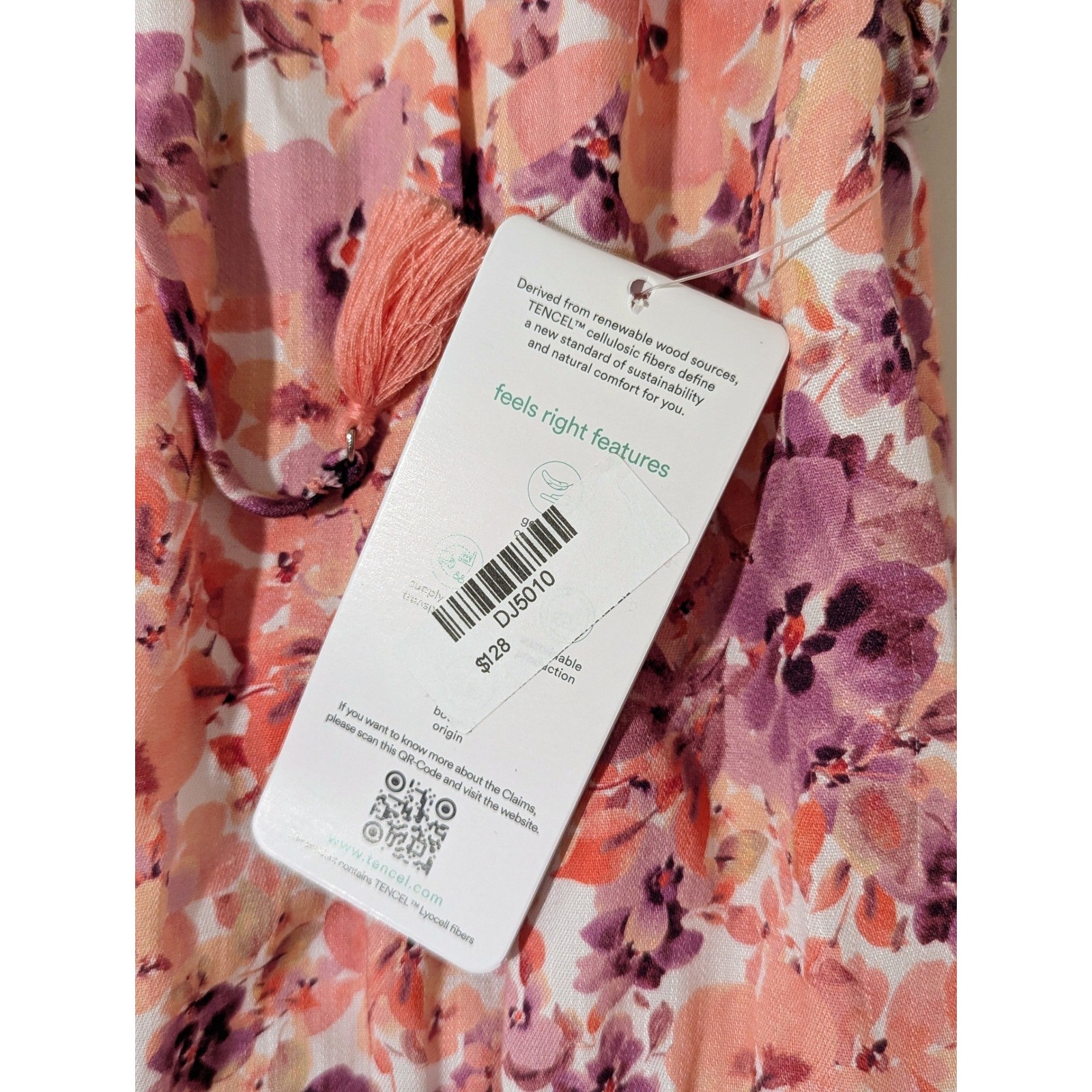Dear John Floral Tencel Smocked Tiered Mini Dress Pink Purple Floral NWT Size M