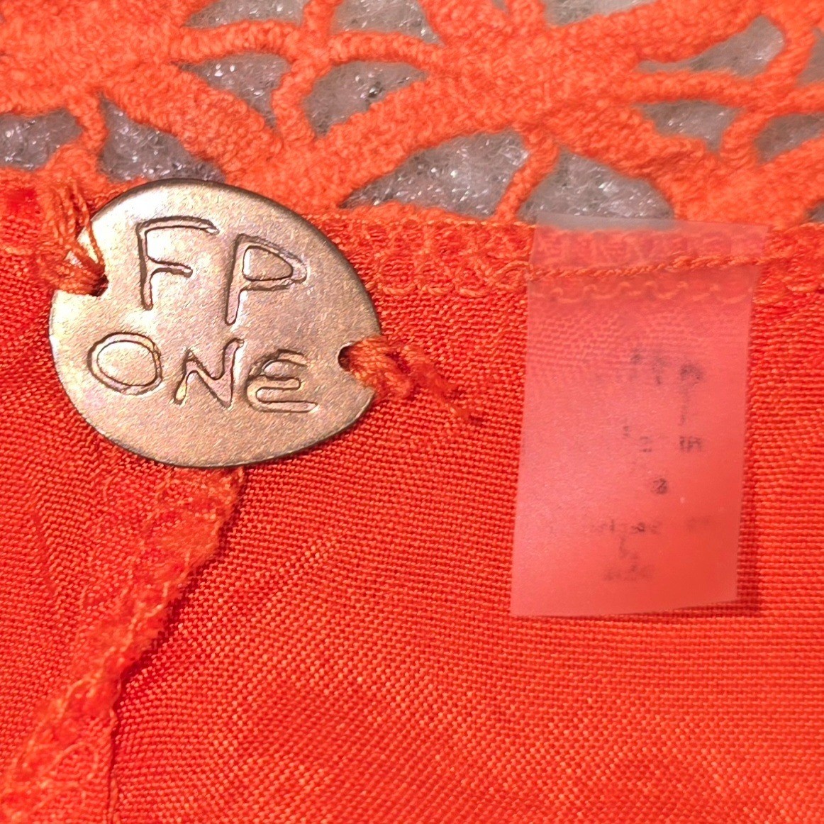 Free People Priscilla Coral Orange Crochet Lace Mini Dress Tunic Boho Festival