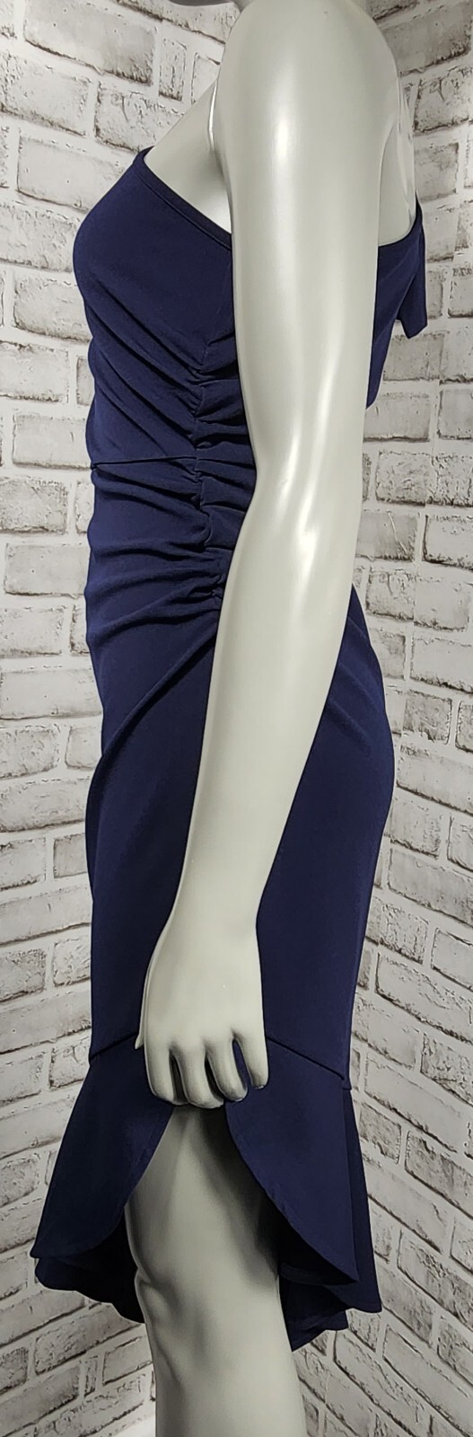 Anrabess One Shoulder Midi Dress Size Medium Navy Blue Mermaid Hem NWT