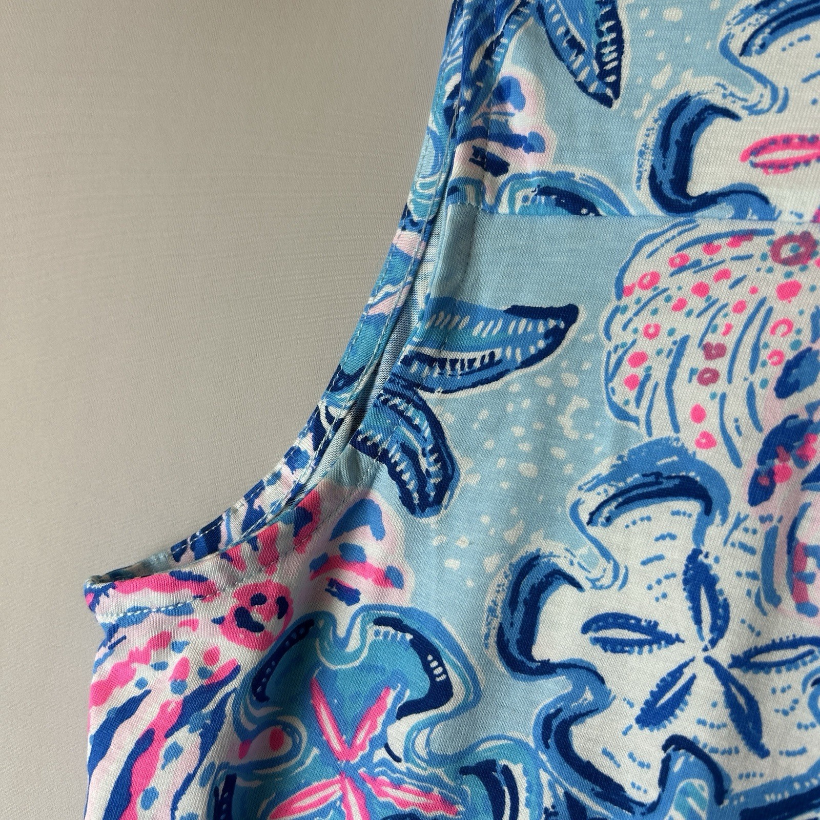 Lilly Pulitzer Dress Small Pink Blue Shells Starfish Dev Bahamas Beachcomber