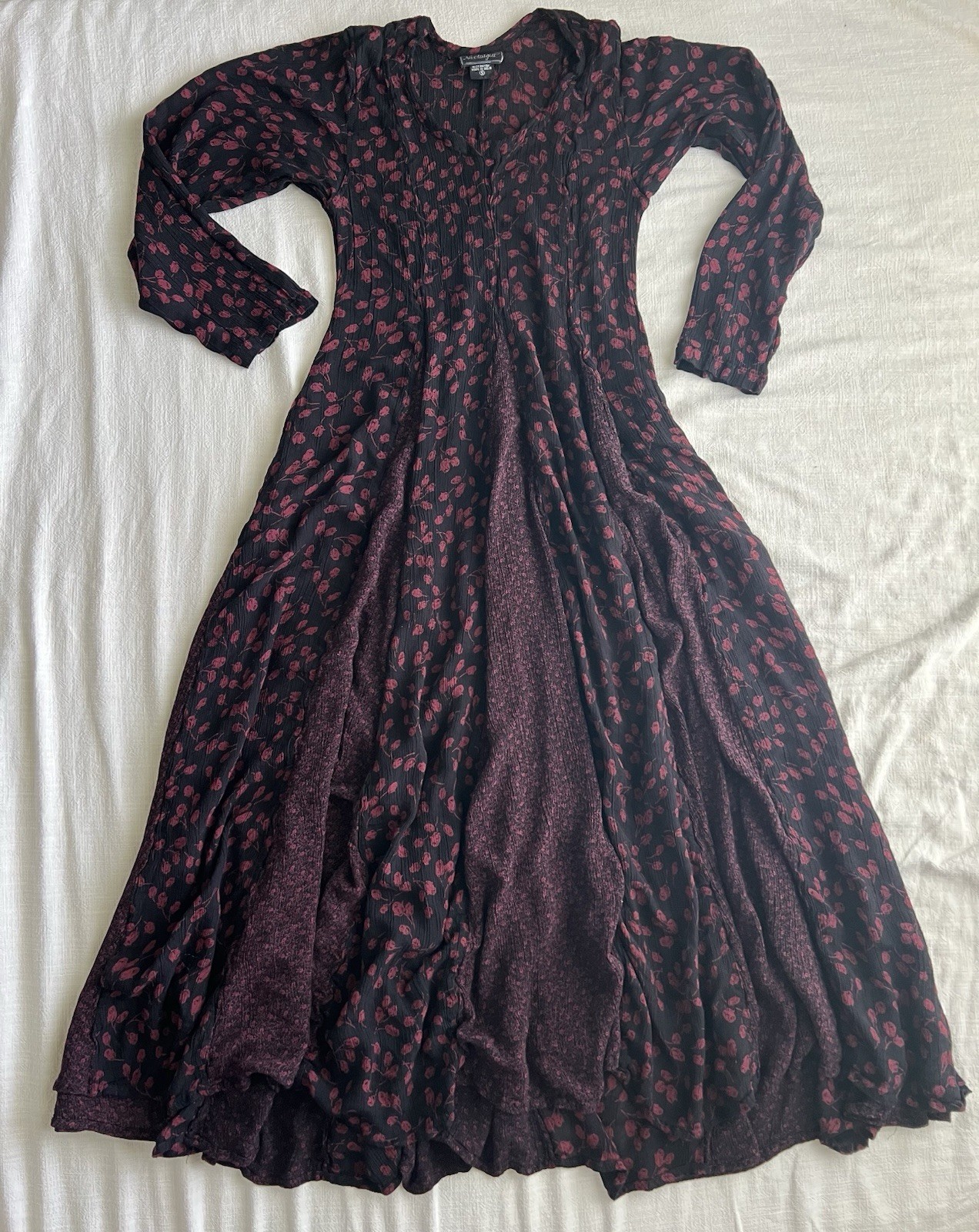 VTG Nostalgia Fairycore Whimsygoth Grunge Boho Cottage Dress Floral Rayon Small
