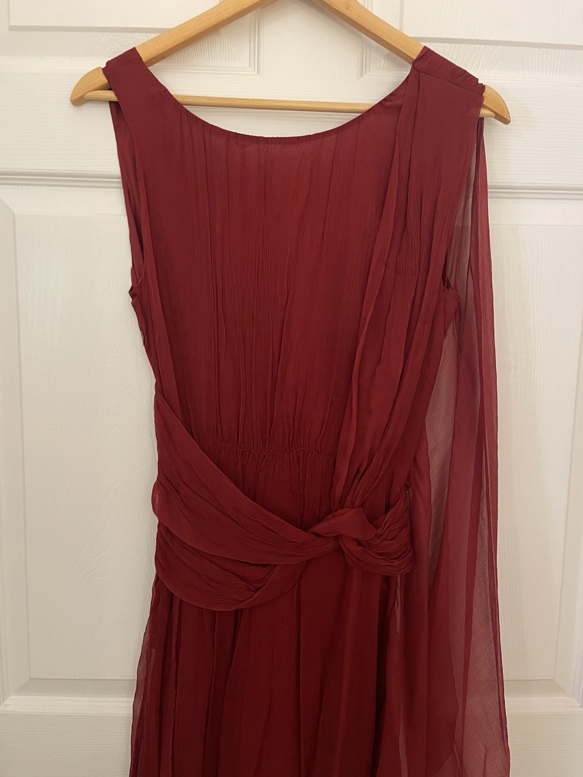 Leon Max Limited Edition 100% Silk Elegant Fairytale Dress Size 10 Burgundy Wine