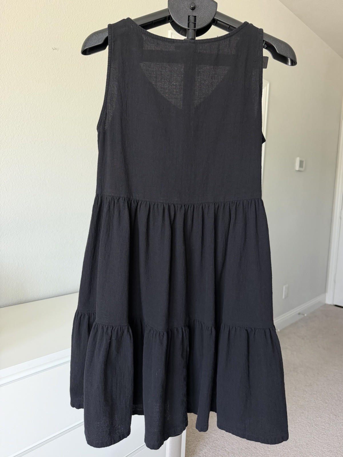 a.n.a Sundress Size M Black Tiered Boho Summer Dress With Pockets Beach Cover