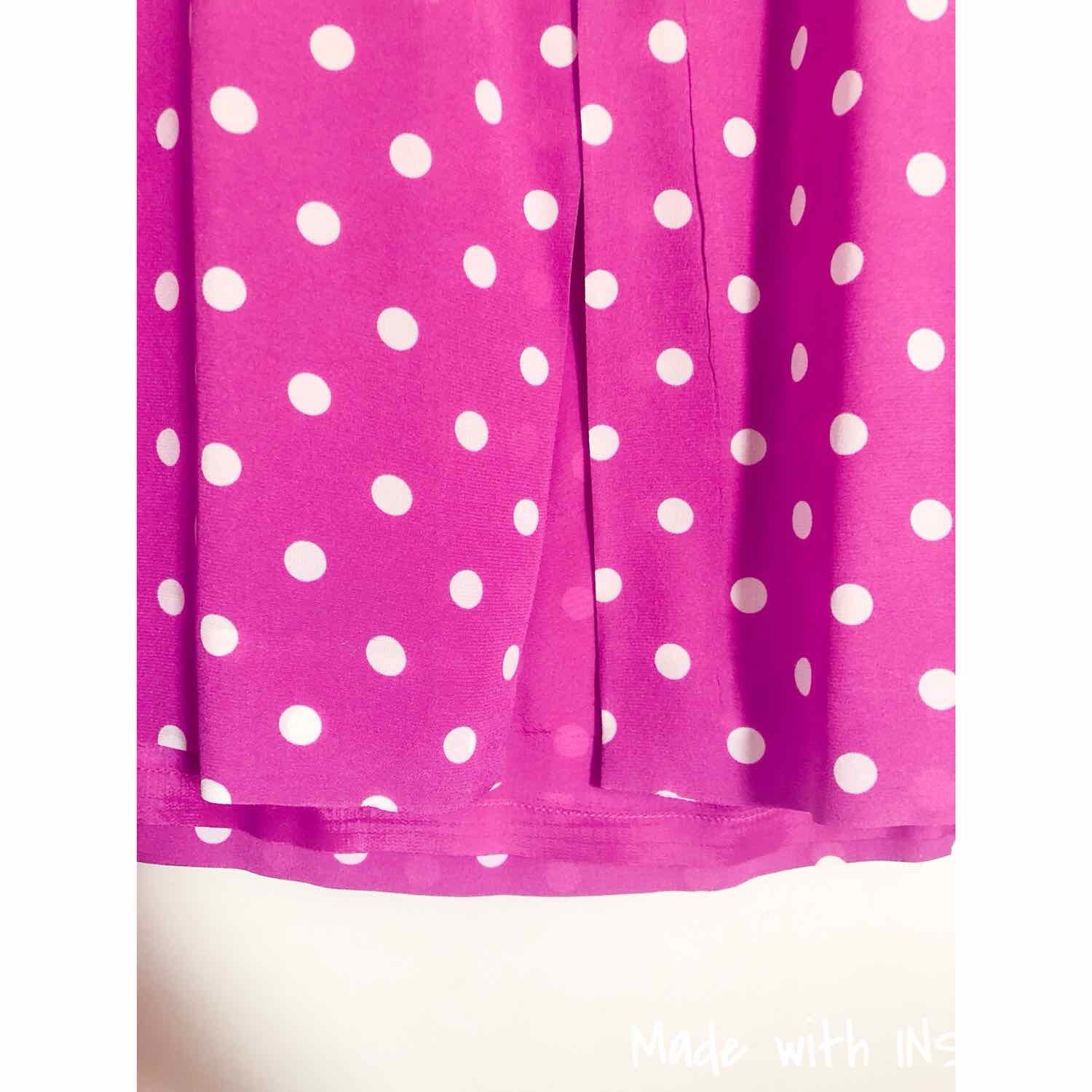Alessandra Rich Pink & White Polka Dot Print Silk Dress