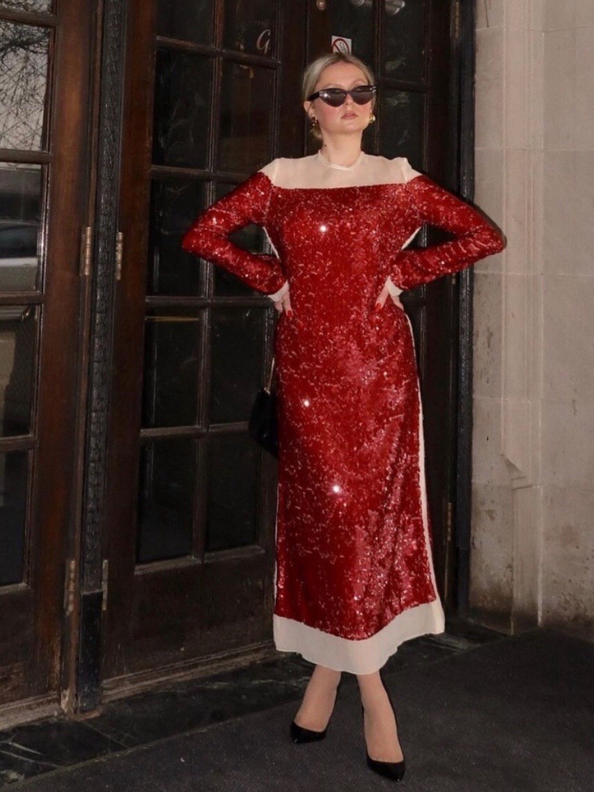ZARA WOMAN SEQUIN CHIFFON RED MIDI DRESS ZW COLLECTION_4786/348_FW23 NWT_SIZES