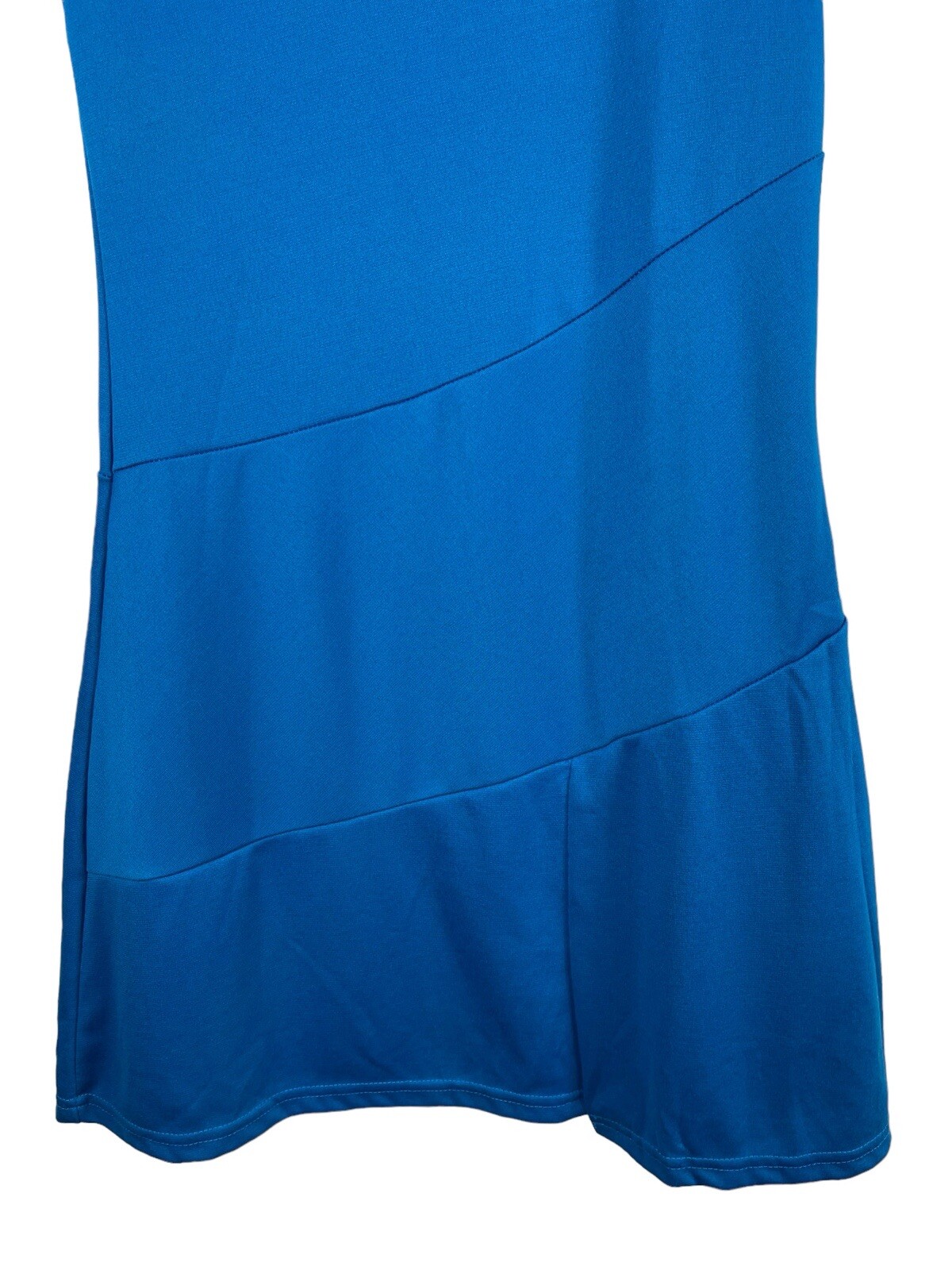 Blue Stretchy With Satin Lined Blue Tiered Sleeveless Athletic Look Dress S