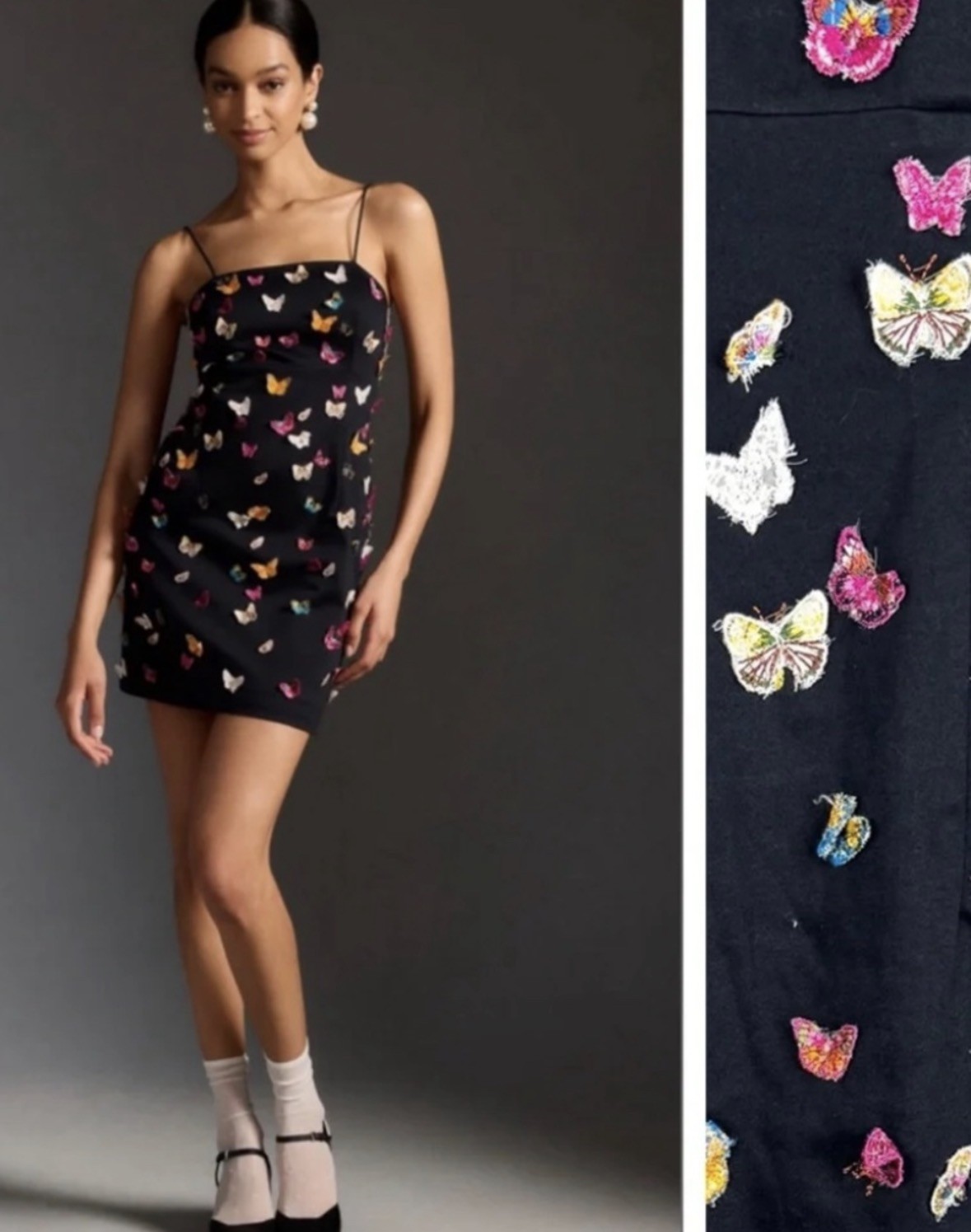 ANTHROPOLOGIE MAEVE The Brynne 3D butterfly spaghetti strap dress size 8