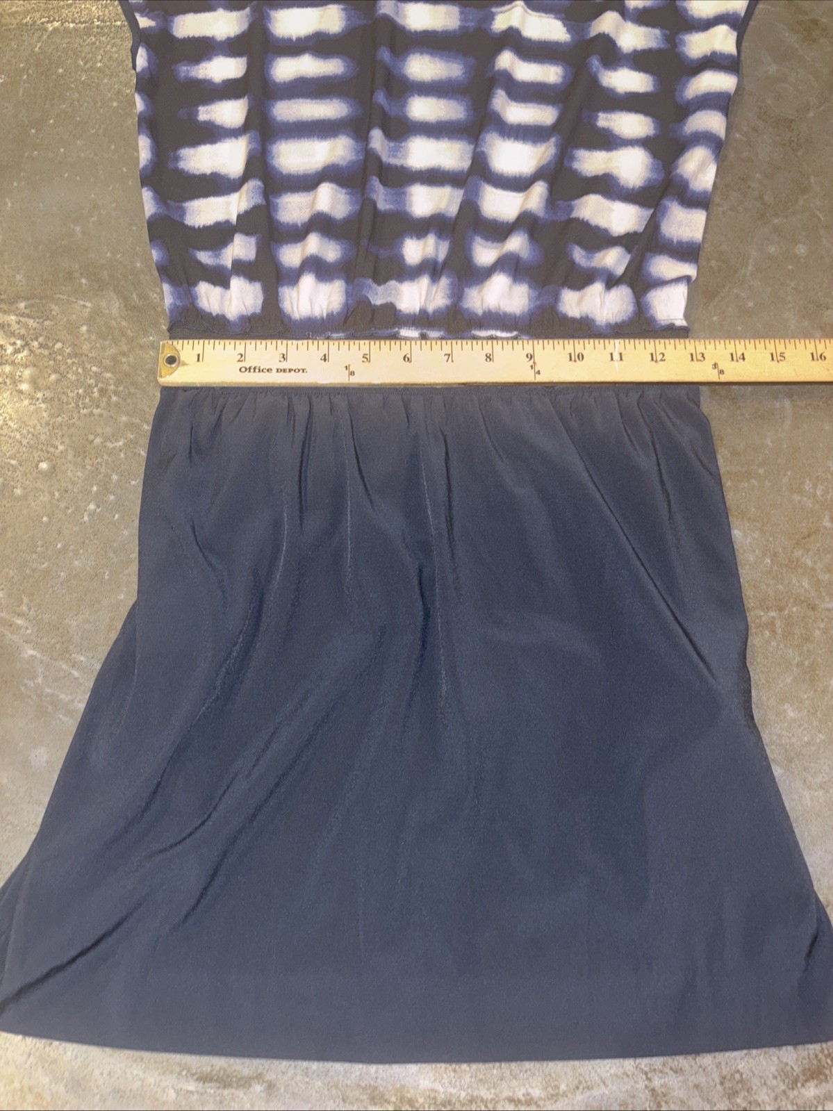 AX Armani Exchange Geometric Print Blue & Black Short Dress Small Elastic Waist