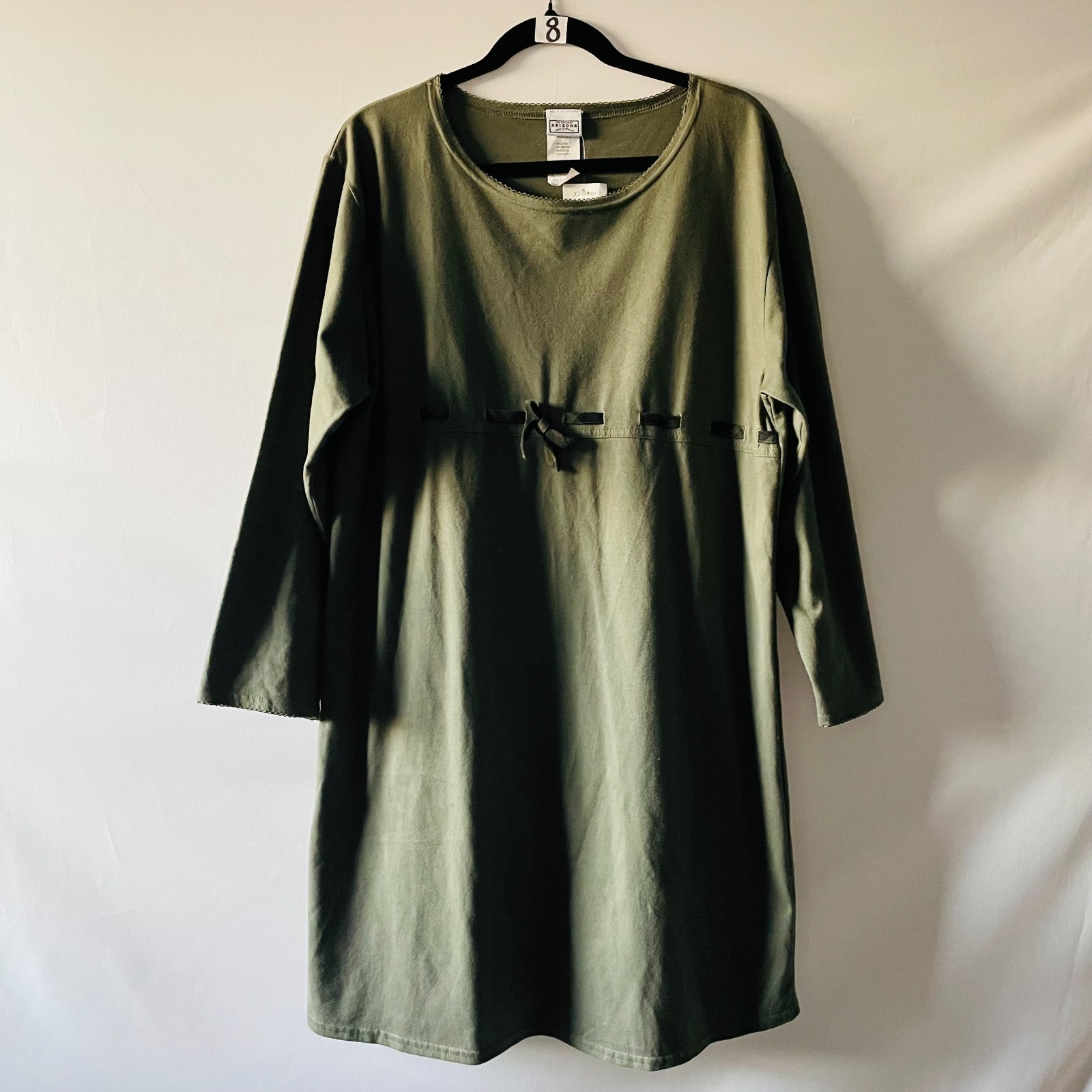 NWT Arizona Jean Co. Womens Moss Green Long Sleeve Tie Waist Mini Dress Size XL