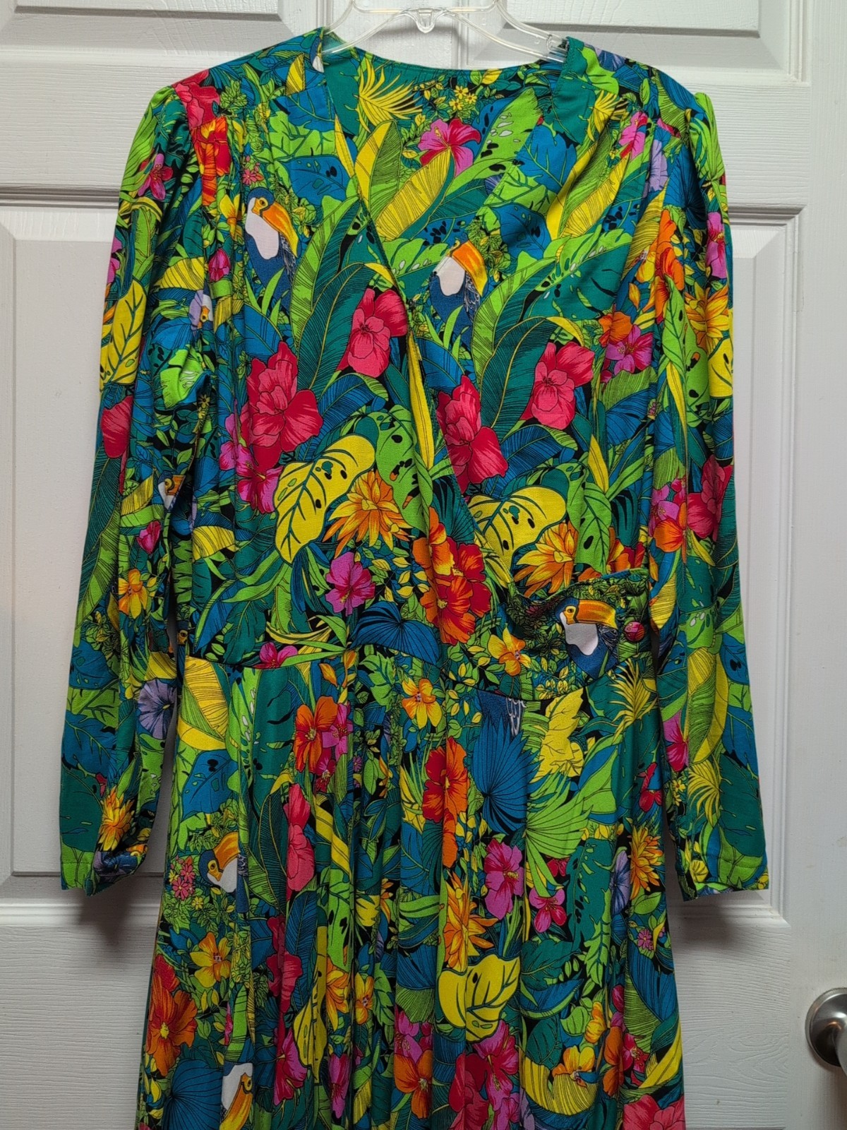 Vtg Women’s Dress Toucan Tropical Bird Hawaiian Flower Size. L- 2XL