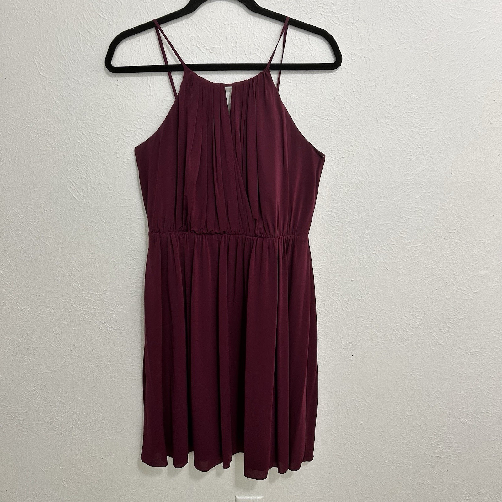J. Crew Burgundy Sleeveless Pleated Blouson Short Fit Flare Dress Size 6 Party