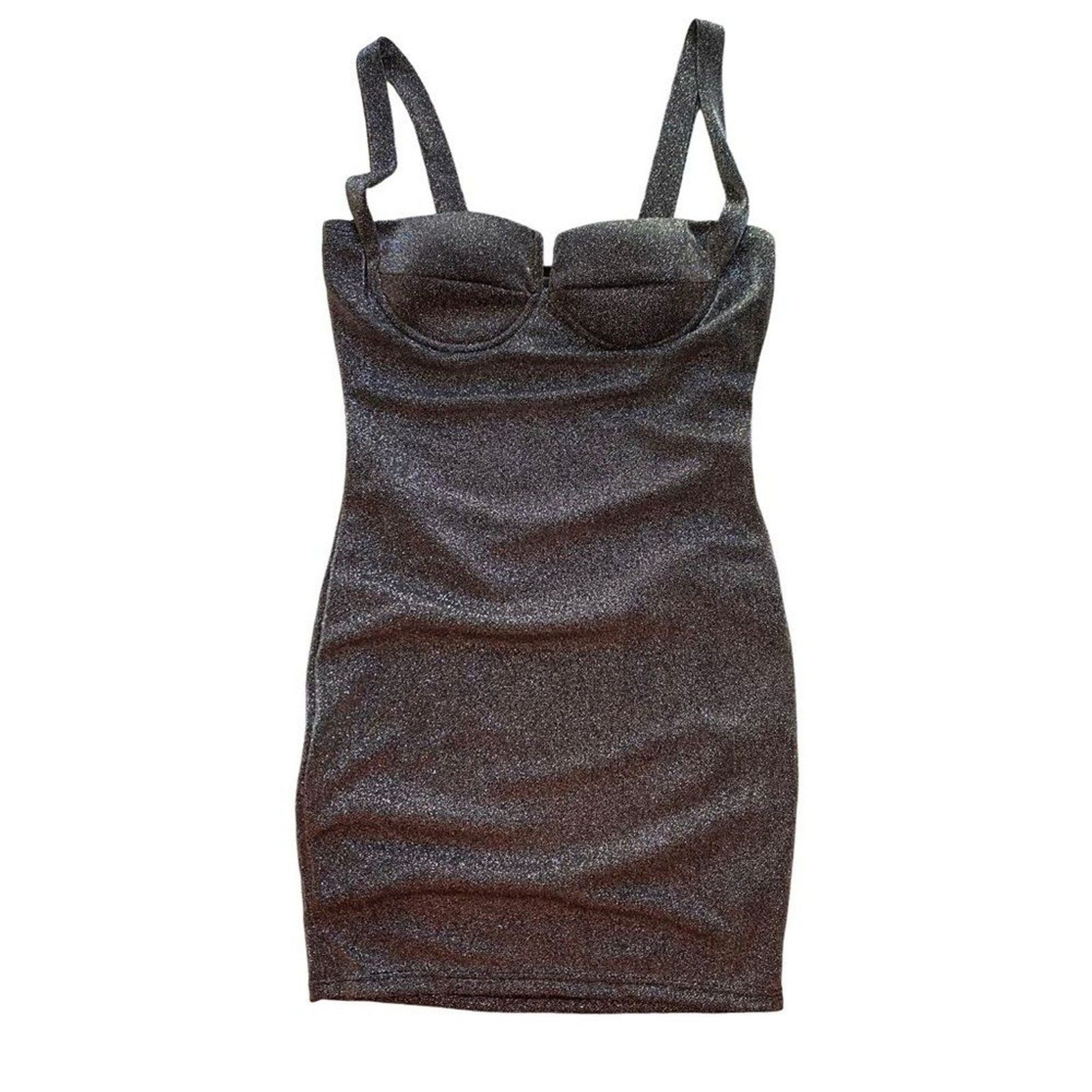 Blanc Sparkly Mini-Dress fitted Black Glitter Medium Homecoming Prom holidays