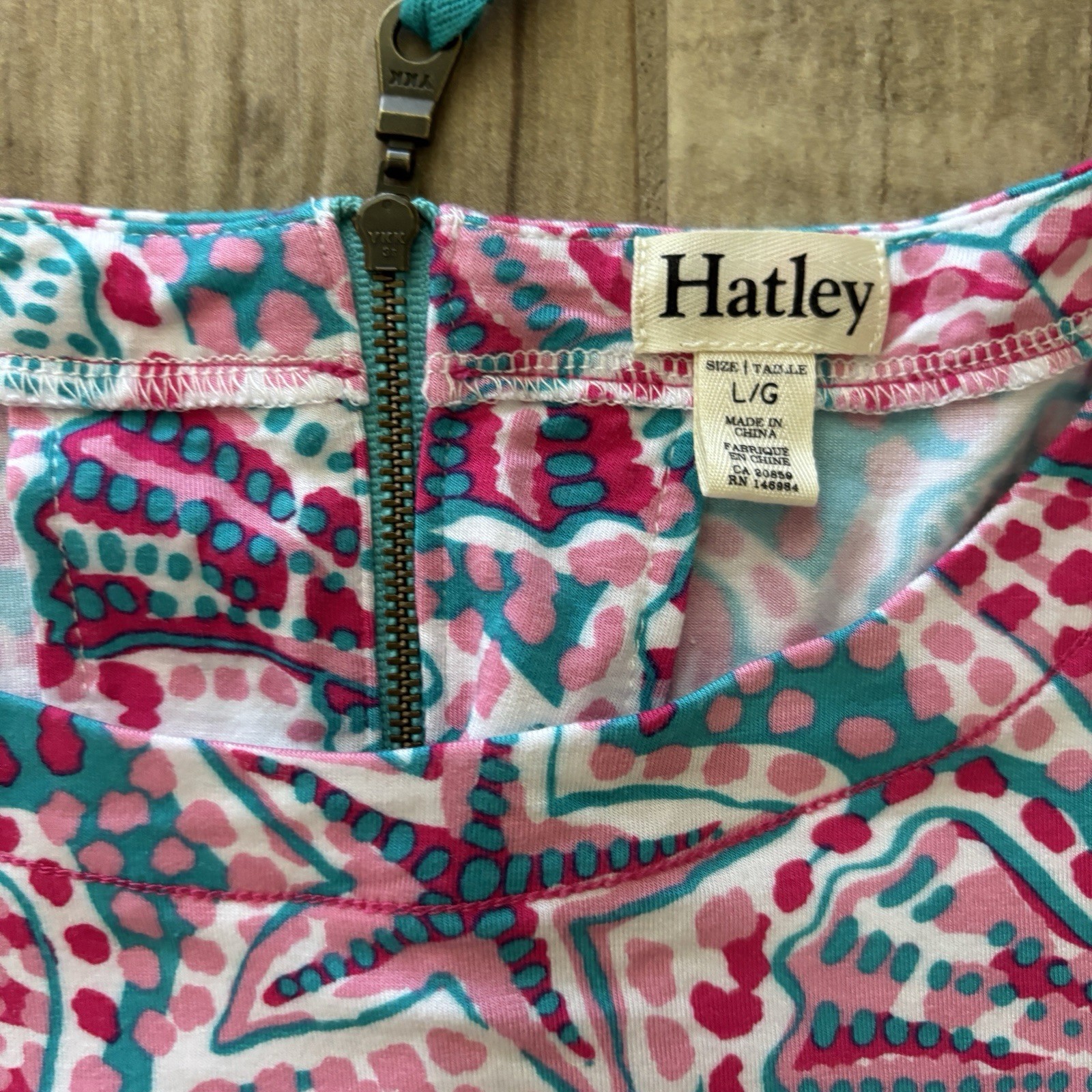 Hatley Round Neck Short Sleeve Pullover Lightweight Stretch Seashell Dress Large