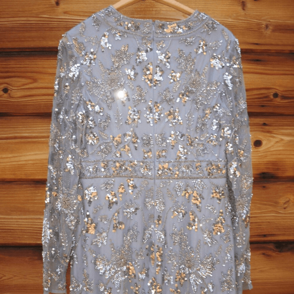MAC DUGGAL 93939 Womens High Neck Long Sleeve Embellished Column Gown Dress 10