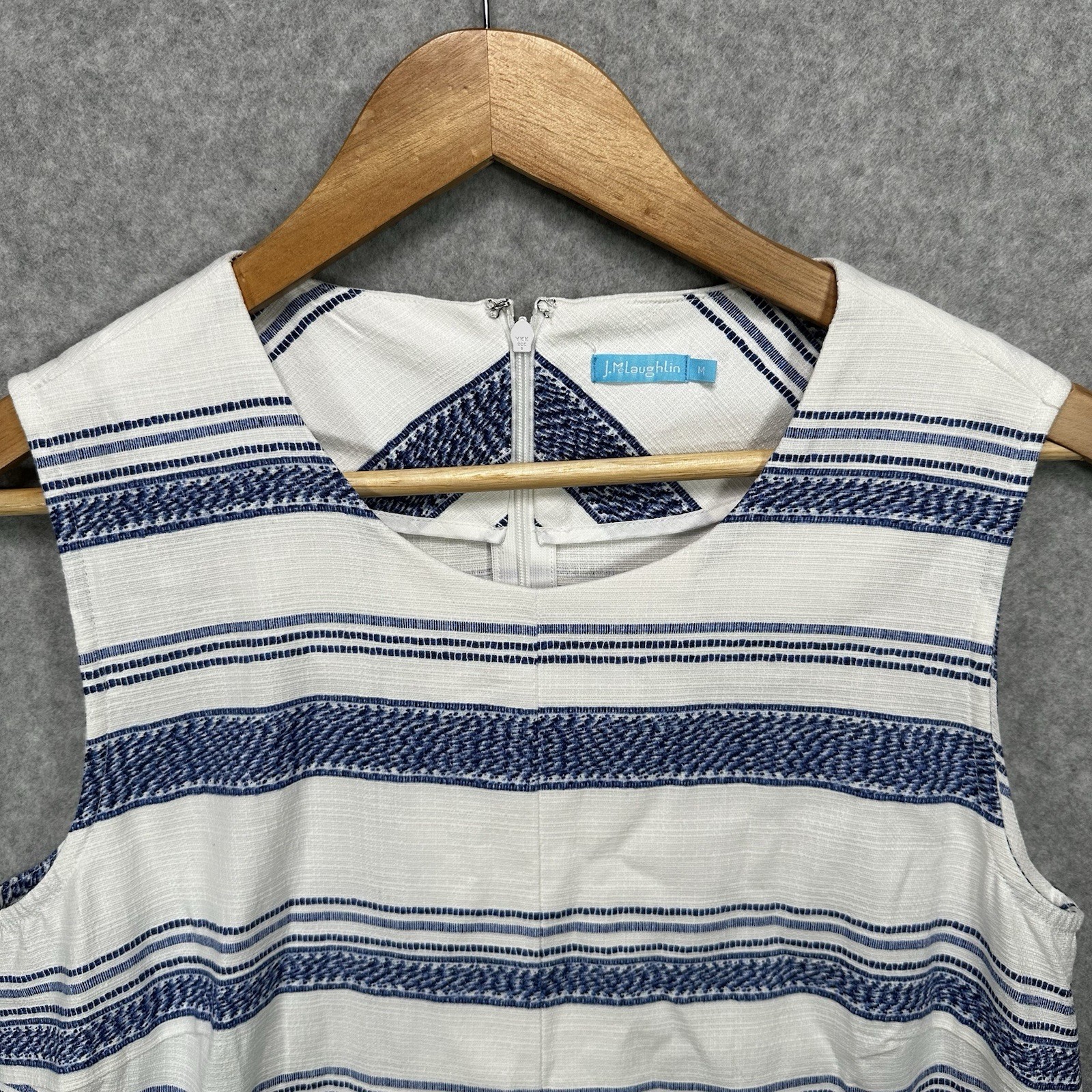 J. McLaughlin Tracy Tank Dress Cotton Navy and White Stripe Nautical Size Medium