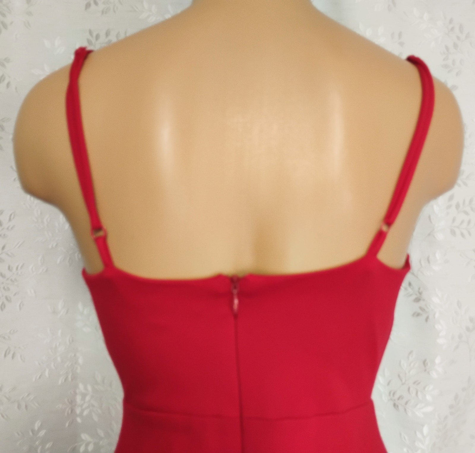 LULUS Ruffled Bodycon Sexy Red Mini Dress S Stretch Spaghetti Straps Zip Closure