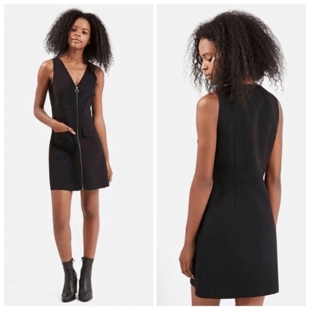 Topshop exposed front zipper sleeveless dress black US 6