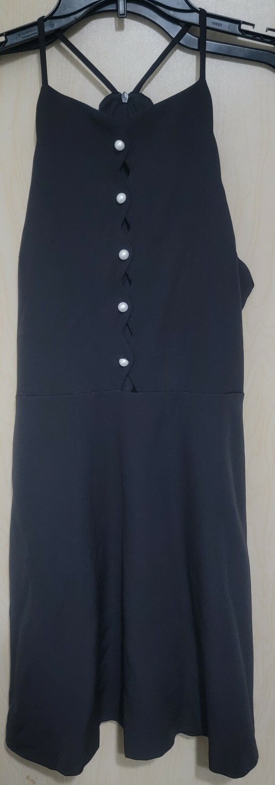 Betsey Johnson Womens A-Line Dress Black Size 2 Scalloped Pearl-Trim $118