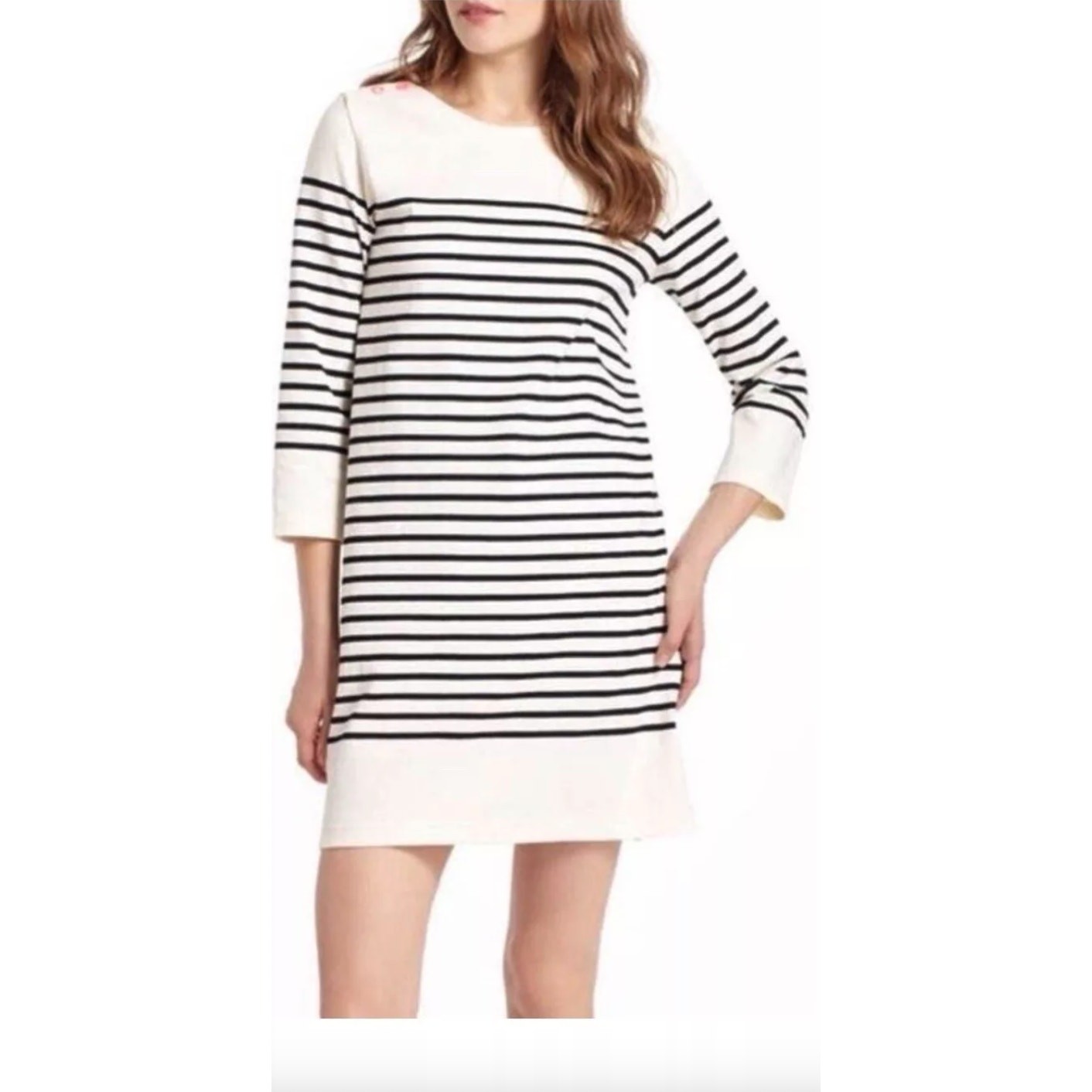 Allihop Crewneck Stripe Knit Dress Size S Coastal Sailor Preppy Cotton Casual