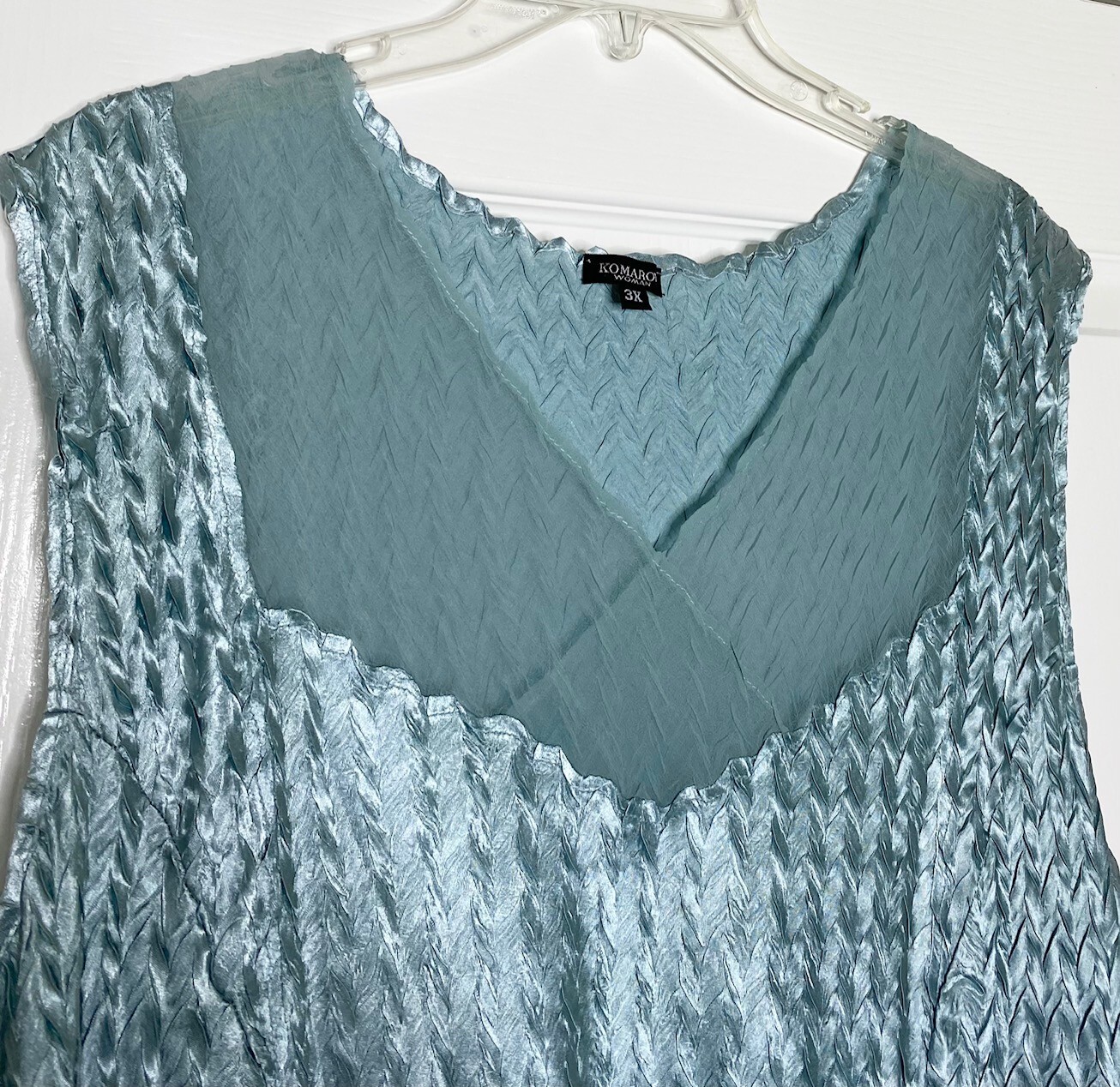 KOMAROV Sea Green Teal Ombre Charmeuse Chiffon Travel Midi Dress 3X = 22W 24W