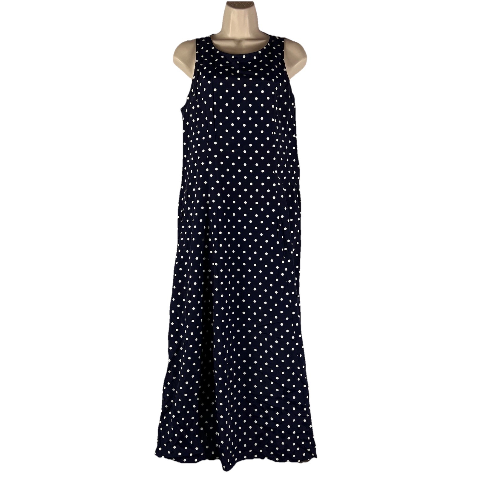 Vintage My Michelle MM Dress Women’s Size 7/8 Midi Sleeveless Blue Polka Dot
