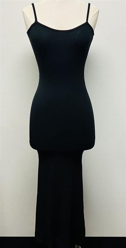 Wecolor Black Ribbed Adjustable Spaghetti Strap Midi Dress Size Medium