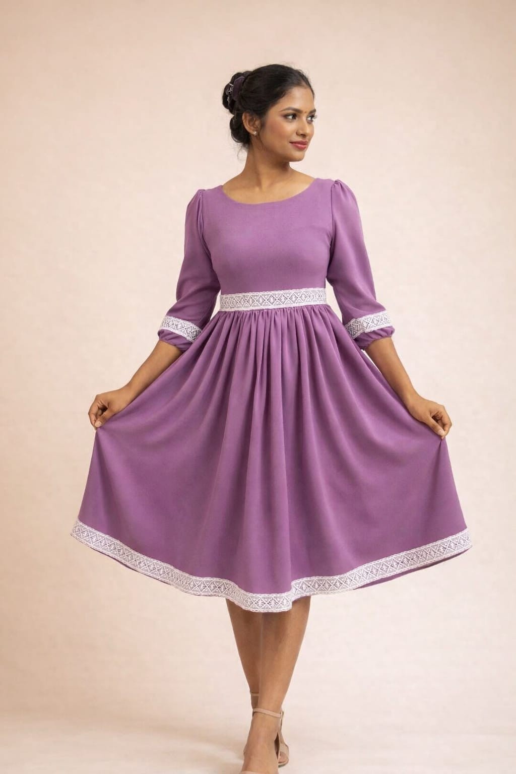 Women’s Handmade Midi Dress – Custom Made to Order A-Line