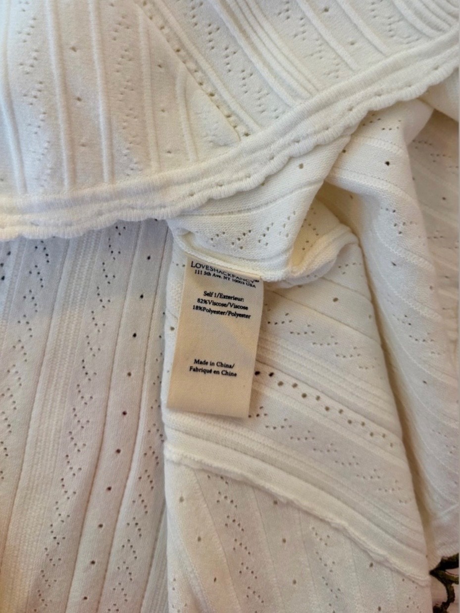 NWT LoveShackFancy Tabatha Stretch Pointelle Mini Dress In White Tea, NEVER WORN