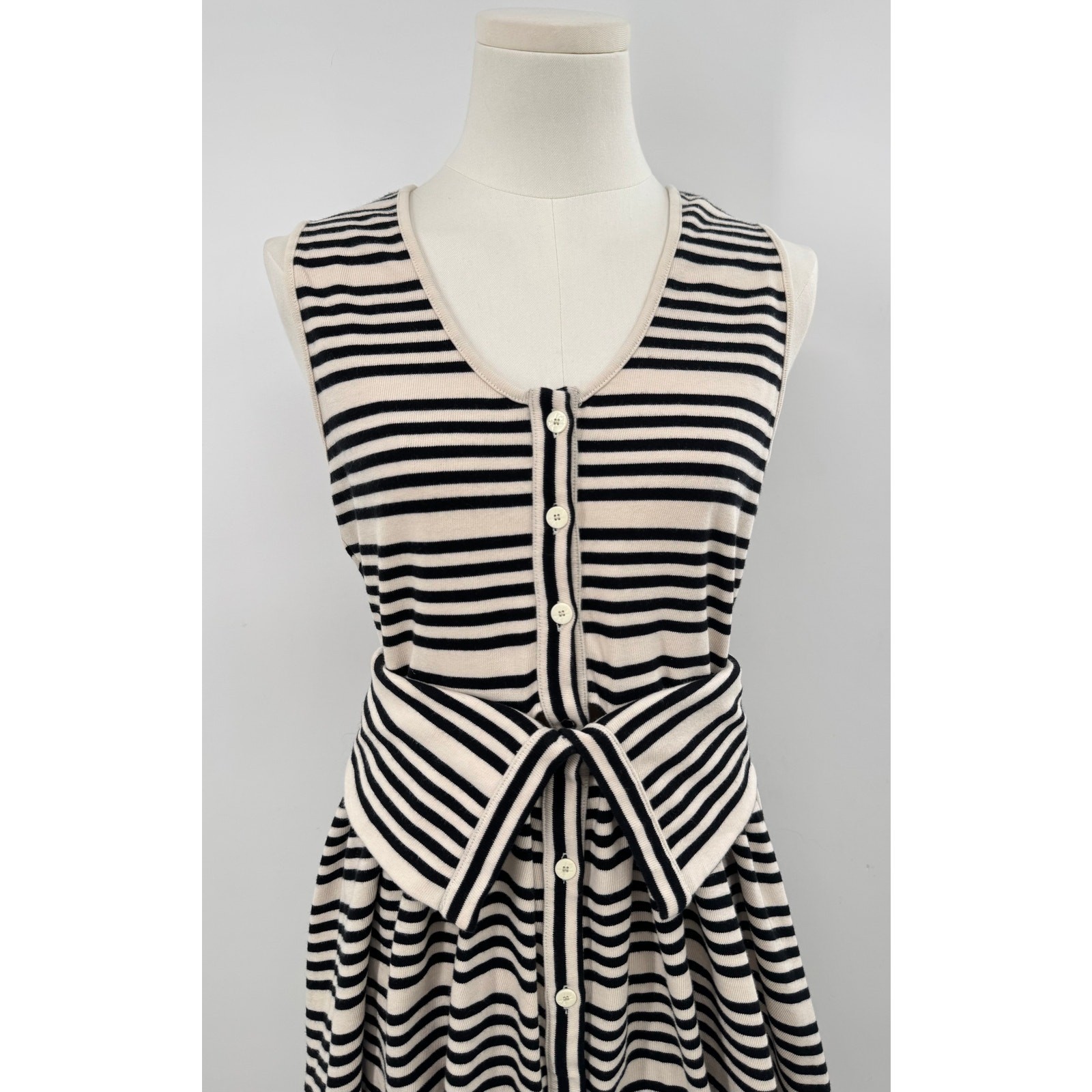 Opening Ceremony Black Ivory Stripe Dress Button Up Sleeveless Mini Small