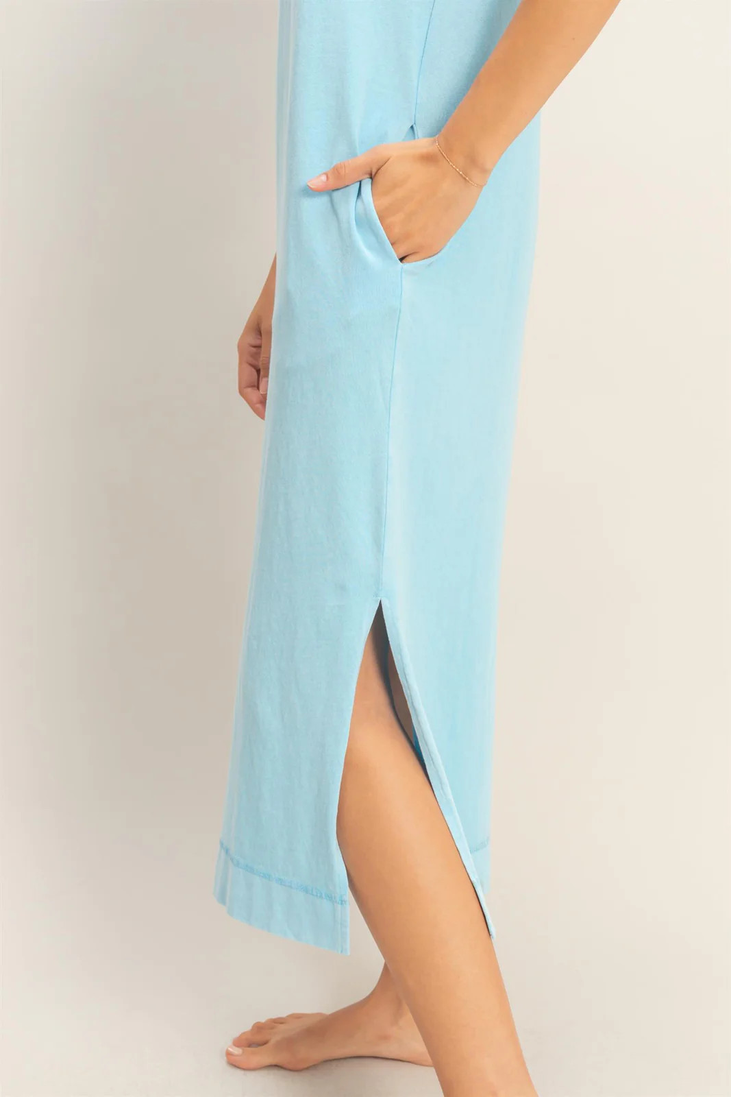 Double Zero Mineral Washed Casual Summer Tee Midi Dress – Women’s