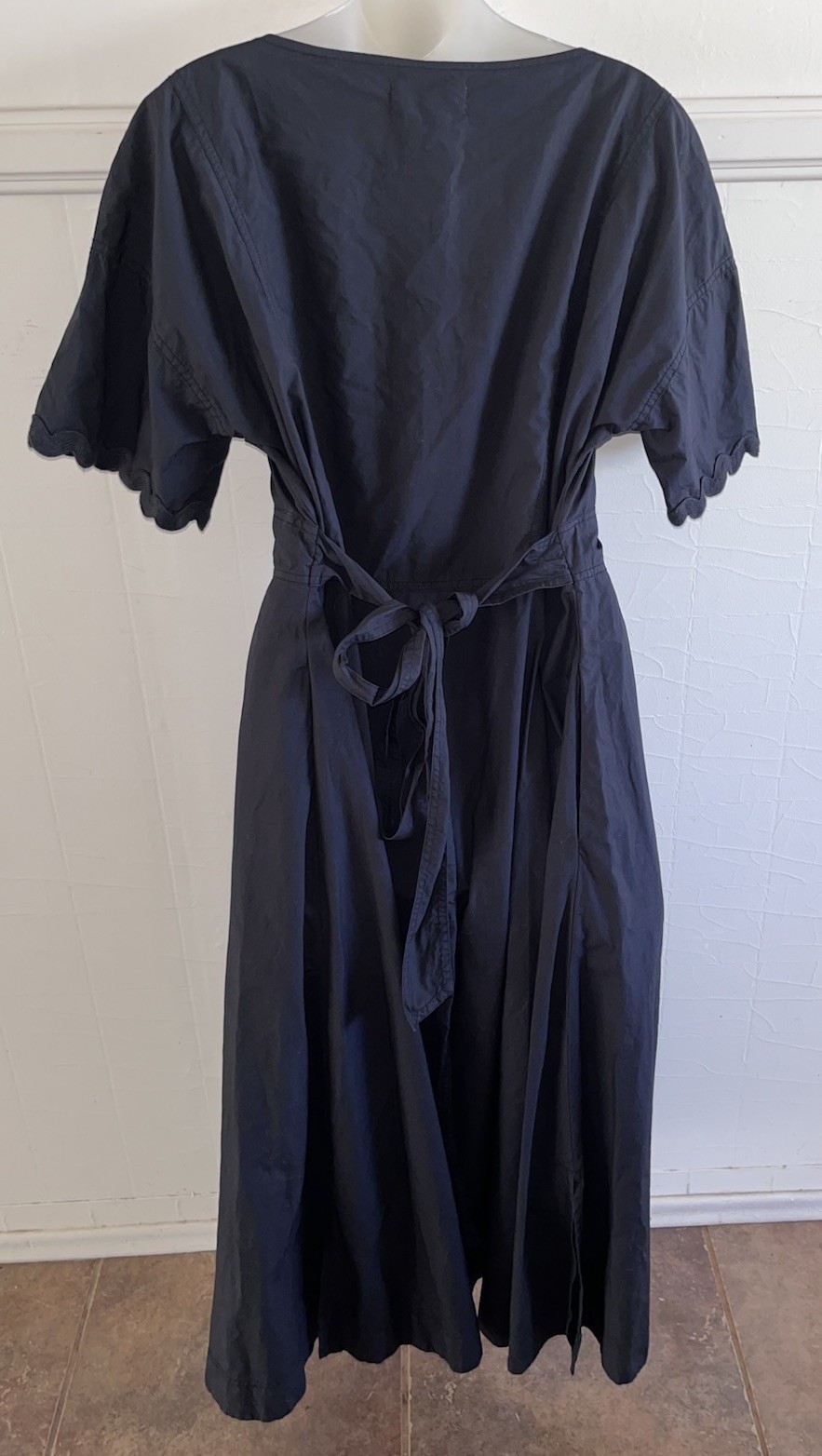 New $198 ALEX MILL RICK PAPER COTTON DRESS Prairie Midi Ric Rac BLACK-Size XL