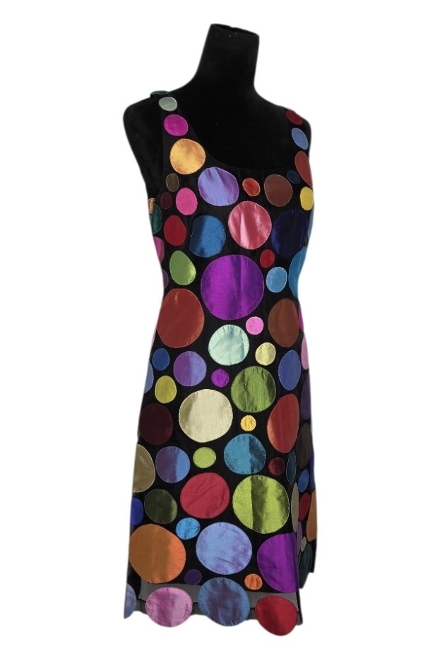 Chula Spain Retro Mod Colorful Polka Dot Applique Dress No Size Tag