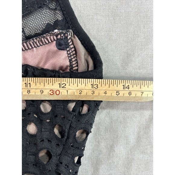 Dazy Med Black Eyelet Lace Bustier Mini Dress Polka Dot Trim Night Out Bodycon
