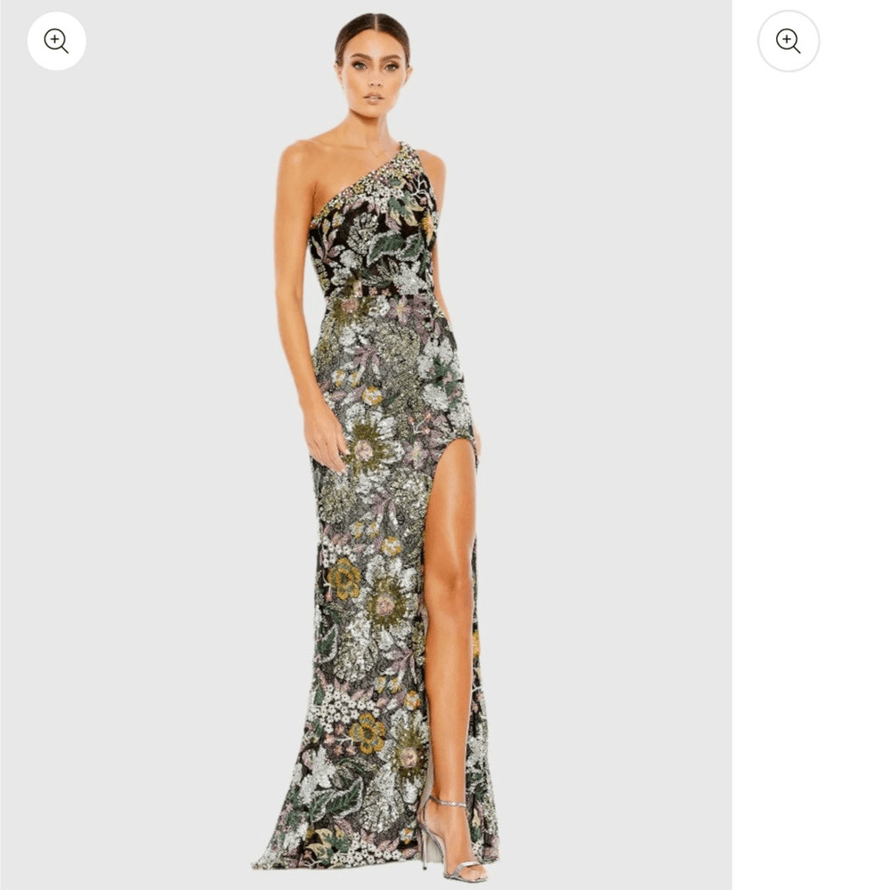 Mac Duggal 49574 Embellished Floral One Shoulder Gown Dress Size 4