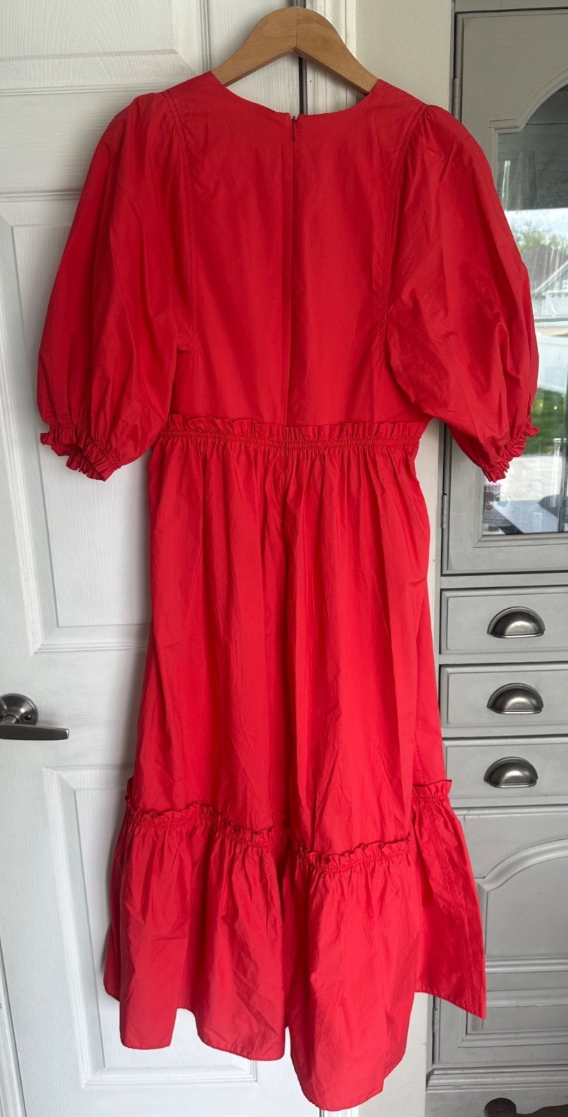 Hunter Bell Medium Palmer Midi Maxi‎ Puff Sleeve Ruffle Dress Cherry Tuckernuck