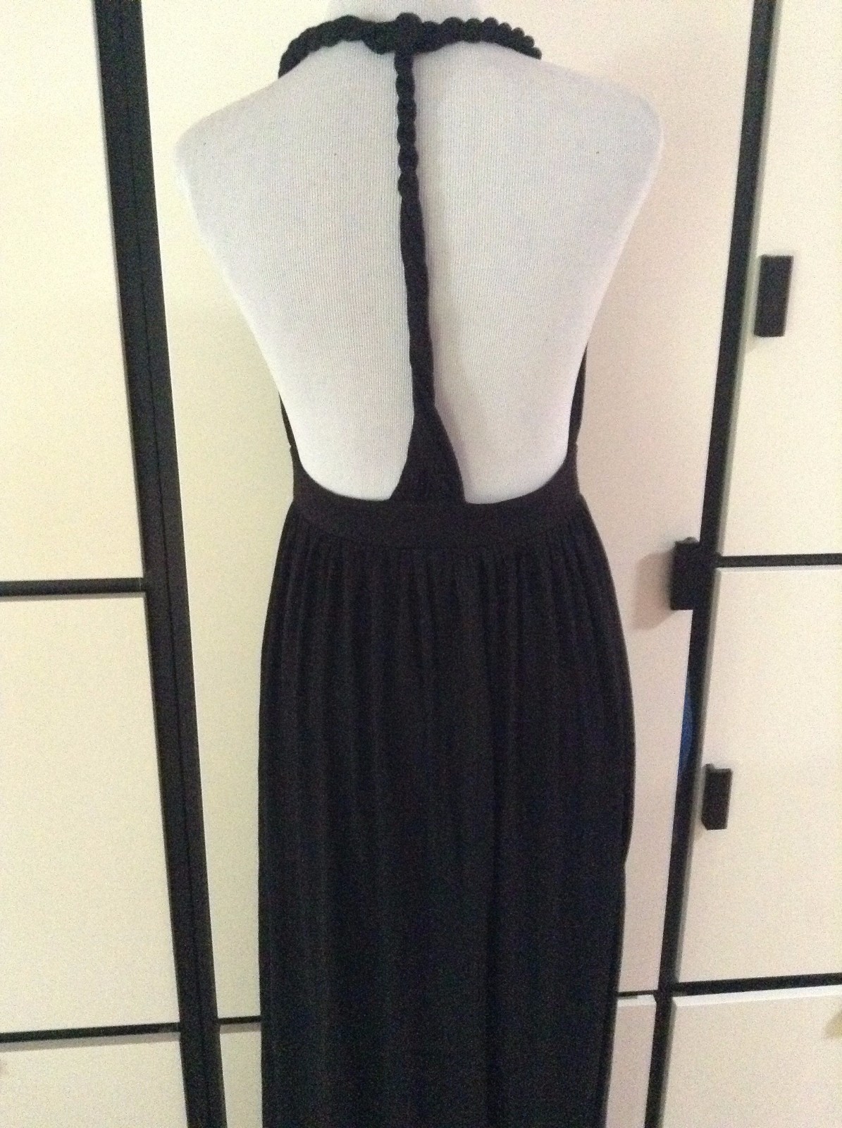 NWT Allen B Schwartz Black Maxi Sun Sleeveless Roman Grecian Look Padded Soft Md