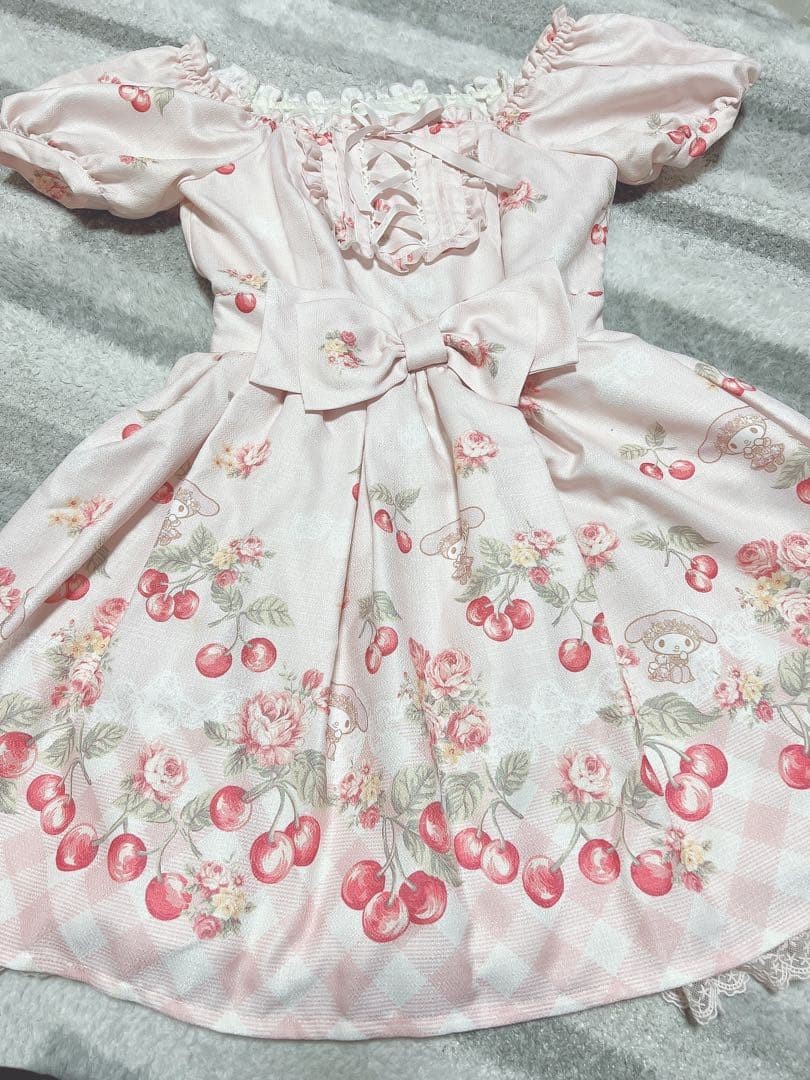 LIZ LISA My Melody Cherry Floral Dress Size 0 Bust 82cm 32.3in Rare Japan