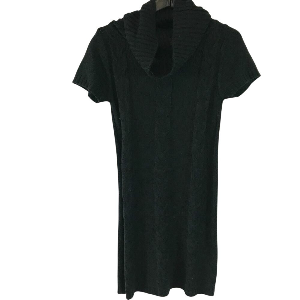 Frieda Kelly Womens Black Cable Knit Cowl Neck Short Sleeve Sweater Dress S 6135