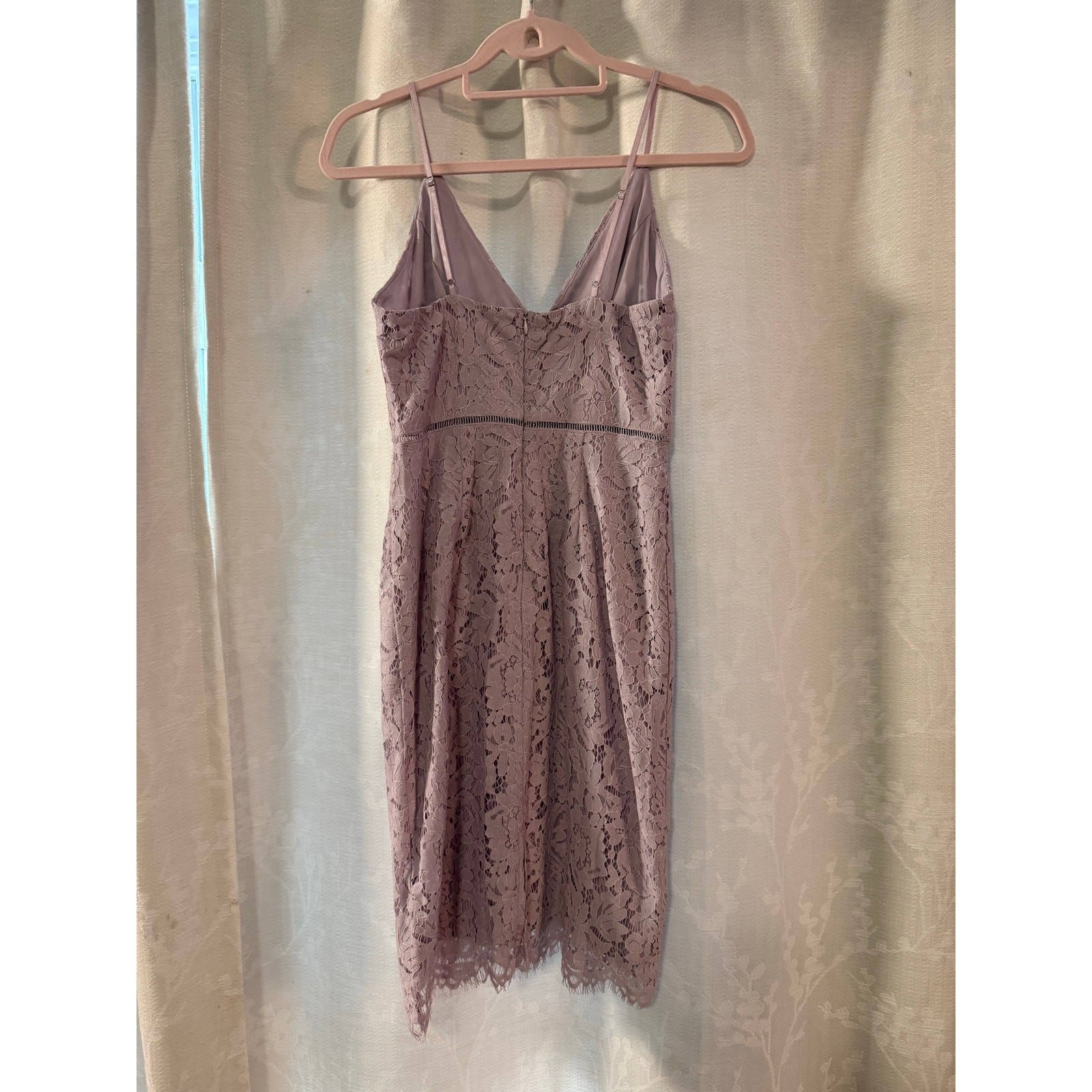 ASTR The Label Dusty Lavender Lace Midi Dress XS Spaghetti Strap Bodycon