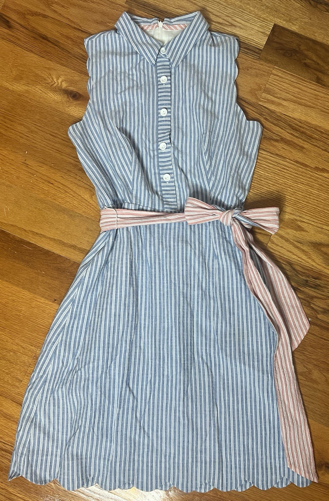 Harper Rose Women’s Size 4 Belted Striped Shift Dress Cotton Blend Lined