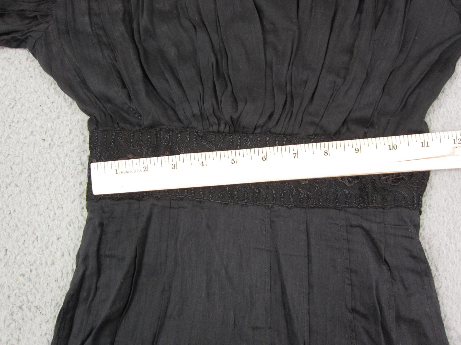 True Vintage Voil Dress Womens Extra Small XS Black Gown Lace Midi 1900s